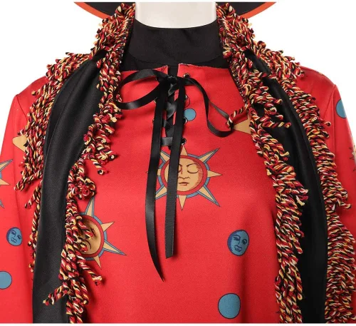Vista 5 de Disfraz de mago para mujer, disfraz de bruja para cosplay, falda de sombrero, bufanda, traje de fiesta de Halloween