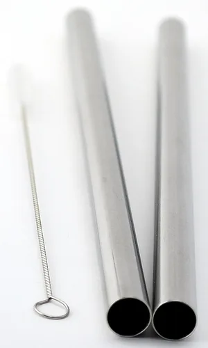Vista 3 de 2 pajitas BOBA de acero inoxidable extra anchas de 1/2 pulgadas x 9.5 pulgadas de largo, té de burbujas de perlas de tapioca grueso - Marca CocoStraw