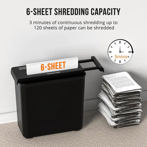 Vista 5 de Suntiko 6-Sheet Strip Cut Portable Home Paper Shredder no Basket Negro