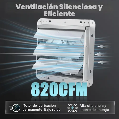 Vista 4 de Ventilador de escape de obturador de 10" 820 CFM, ventilador montado