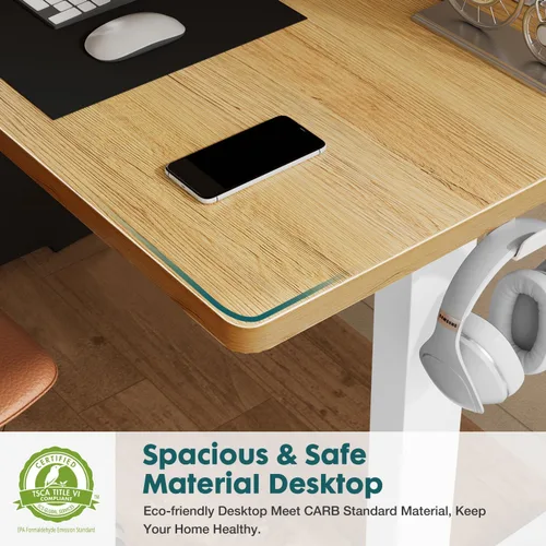 Vista 13 de Smug Escritorio de pie de altura ajustable de 40 pulgadas, mesa de computadora eléctrica para sentarse, de pie, mesa de computadora ergonómica
