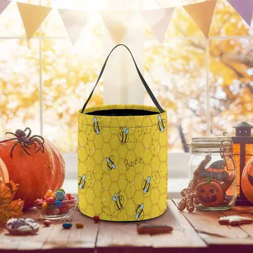 Vista 5 de Lindas ranas Kawaii de Halloween, cubo de truco o trato, bolsa de dulces para niños, decoraciones de Halloween