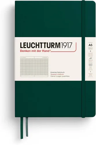 Vista 16 de LEUCHTTURM1917 - Cuaderno de tapa dura mediano A5 con 251 páginas numeradas para escritura y diario (negro, liso)