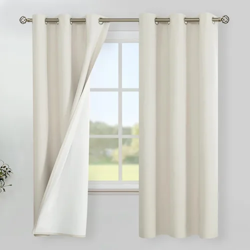 Vista 76 de YoungsTex - Cortinas 100% opacas para dormitorio, con aislamiento térmico y ojales, cortinas oscuras negras con capa pesada para ventana de sala