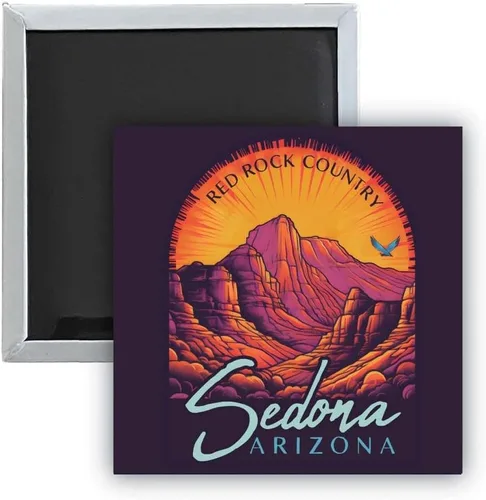 Vista 4 de Sedona Arizona Design C Souvenir - Imán para nevera, 2.5 x 2.5 pulgadas, paquete de 2
