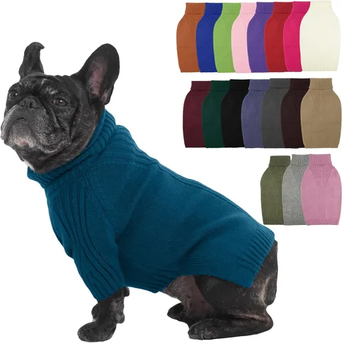 Vista 67 de IECOii Suéter de perro salchicha de cuello alto para perros pequeños, medianos y hembras, elástico y transpirable, abrigo de punto cálido, para Negro