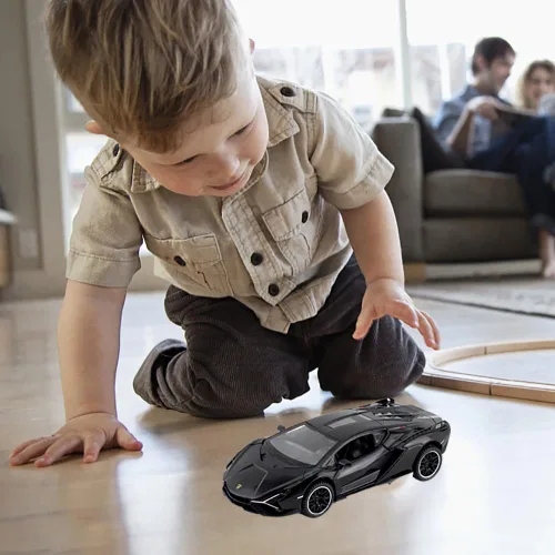 Vista 7 de Coche de Juguete Lambo Sian FKP3 Modelo de Coche Fundido con Luces y Sonido, Coche de Juguete con tracción trasera para niños de 3, 4, 5, 6 + años