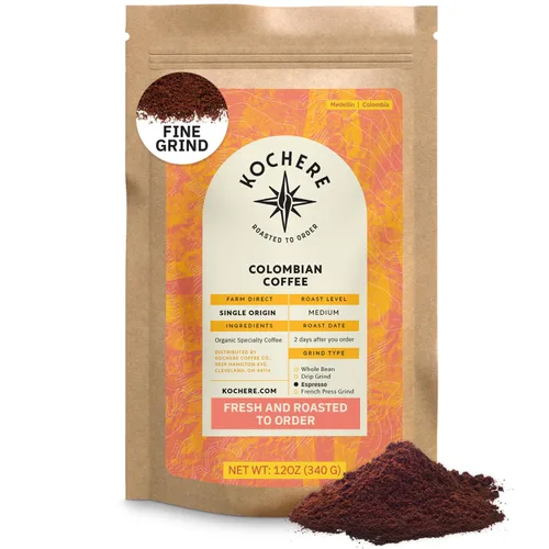 Vista 15 de Café molido colombiano Medellín, granos de café tostado medio de origen único, recién tostado a pedido, café molido orgánico, grado especial
