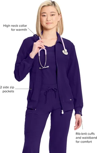 Vista 17 de Infinity by Cherokee 2391A - Chaquetas médicas con cremallera frontal para mujer, tela elástica en 4 direcciones