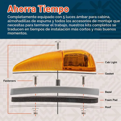 Vista 6 de TRUE MODS - Kit de luces LED ámbar para cabina de lágrima, base negra para Negro