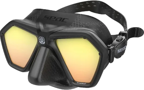 Vista 8 de SEAC Eagle, máscara compacta de bajo volumen para apnea y pesca submarina, verde, ajuste regular