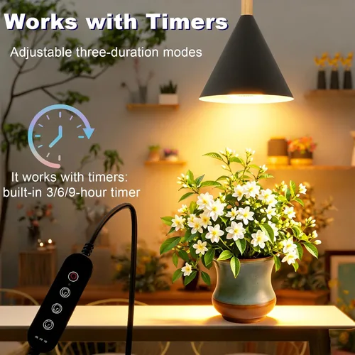 Vista 4 de Luces colgantes de cultivo para plantas de interior, lámpara de plantas de espectro completo de 20 W con temporizador, altura ajustable, luz