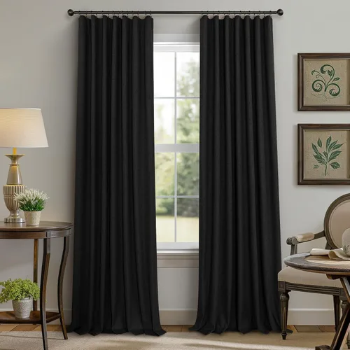 Vista 9 de Cortinas opacas de 45 pulgadas de largo, 2 paneles, Burg, para dormitorio, ventanas pequeñas, bolsillo, estilo granja moderna, aspecto de lino