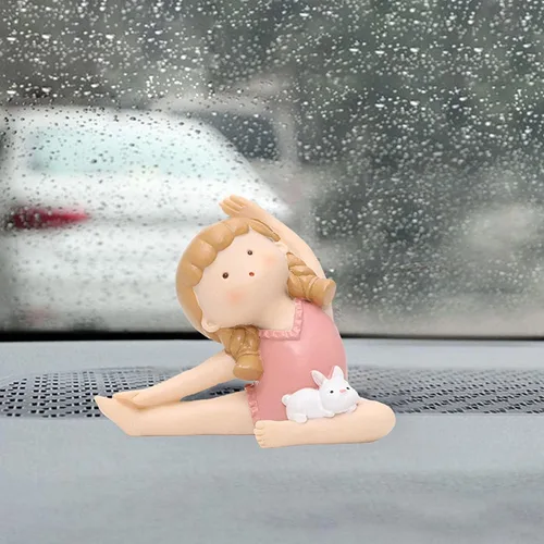 Vista 4 de Figuras de postura de yoga, encantadora estatua de conejo, escultura, figura de postura de yoga para decoración de regalos de oficina en casa
