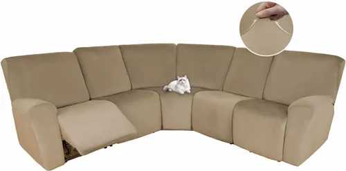 Vista 155 de HDCAXKJ Fundas de sofá seccional reclinable de terciopelo, cubierta de sofá seccional en forma de L, lavable, elástica, suave, para rincón