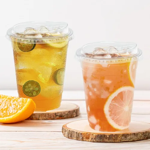 Vista 6 de Clawsoff Paquete de 50 vasos de plástico transparente de 12 onzas con tapas, tazas de café helado resistentes con tapas para sorbos, vasos