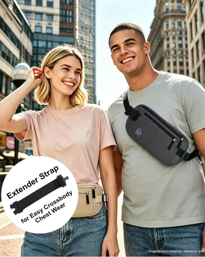 Vista 11 de Money Belt for Travel, Passport Holder, RFID Blocking, Sweat-Proof, Gray Ash Gray