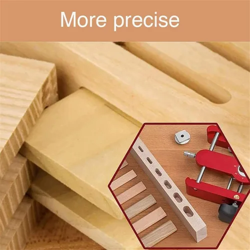 Vista 5 de Plantilla de mortaje de precisión y carpintería de espiga suelta 2 en 1 Localizador de punzón Doweling Jig Connector Fastener Herramientas