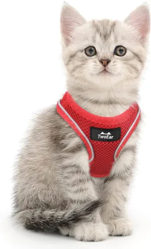 Vista 10 de TwoEar Arnés de gato a prueba de escape, suave chaleco ajustable para perro, de malla transpirable, chaqueta reflectante de fácil control para Negro
