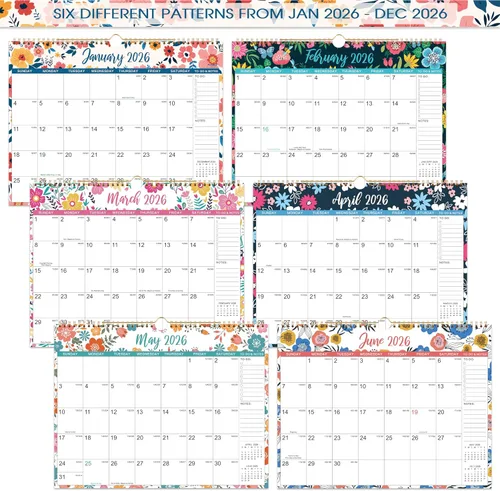 Vista 5 de Calendario de pared 2026 – enero 2026 – diciembre 2026, calendario mensual colgante de 12 meses, 14.8 x 11.57 pulgadas, encuadernación de doble