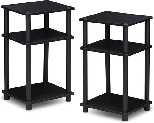 Vista 3 de Furinno Juego de mesa auxiliar y mesa auxiliar de 3 niveles (paquete de 2)