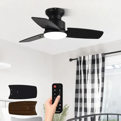 Vista 20 de Conciseer - Ventiladores de techo de 30 pulgadas con luces y control remoto, para dormitorio, sala de estar, oficina, montaje empotrado, 3CCT