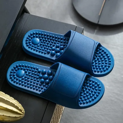 Vista 2 de Pantuflas de masaje de acupresión, sandalias de reflexología terapéutica para masaje de acupuntura de pies, sandalias de casa con soporte de arco