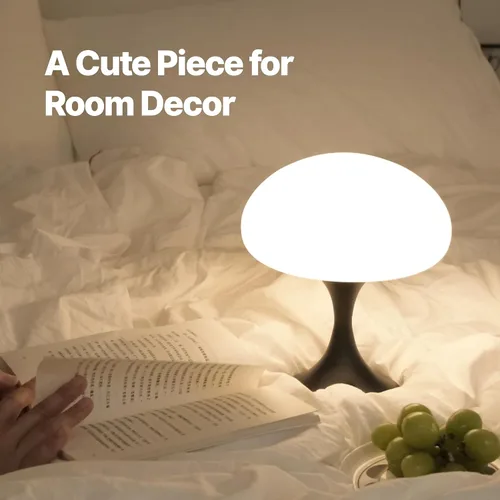 Vista 6 de MAGCHARM Lámpara de mesa recargable LED de 5 W con pantalla de cristal, pequeña luz táctil retro regulable con 3 temperaturas de color, luz estética