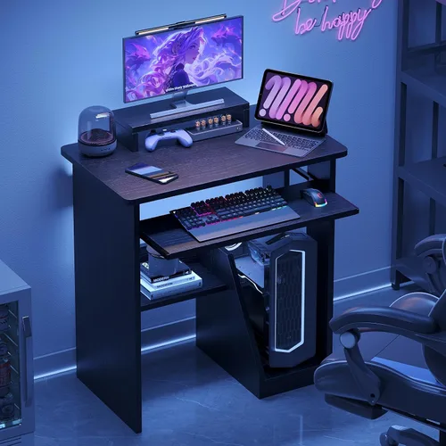Vista 15 de Escritorio pequeño para computadora para oficina en casa, mesa de juegos compacta para computadora de escritorio y portátil, con cajón