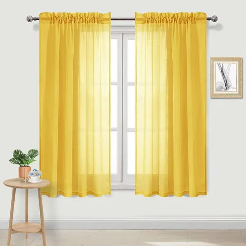 Vista 37 de DWCN Cortinas Transparentes Aqua de Voile Semitransparente con Bolsillo para Barra para Dormitorio y Sala de Estar, 36 x 36 pulgadas de Largo, Juego
