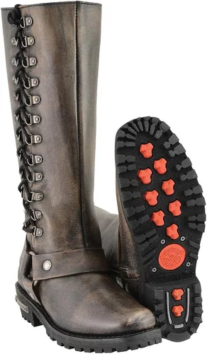 Vista 2 de Botas de piel con arnés y cordones completos, clásicas para mujer de Milwaukee Leather.