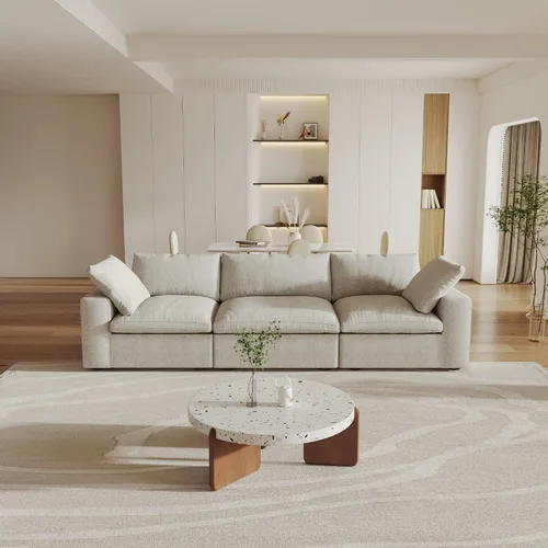 Vista 29 de Cloud - Sofá modular convertible de 80.3 pulgadas en forma de L para sala de estar con otomana de almacenamiento, sofás profundos minimalistas
