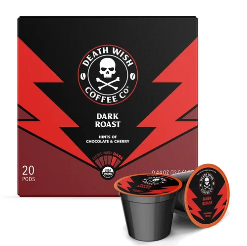 Vista 36 de Death Wish Coffee Cápsulas de tostado medio de una sola porción – El café más fuerte del mundo – Mezcla más ligera de granos arábica audaz y Robusta