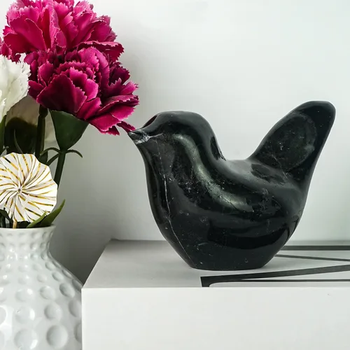 Vista 2 de DreamsEden Figuras de pájaros para decoración del hogar, 1 pieza hecha en piedra, estatua de pájaro grande, escultura decorativa para estante, mesa