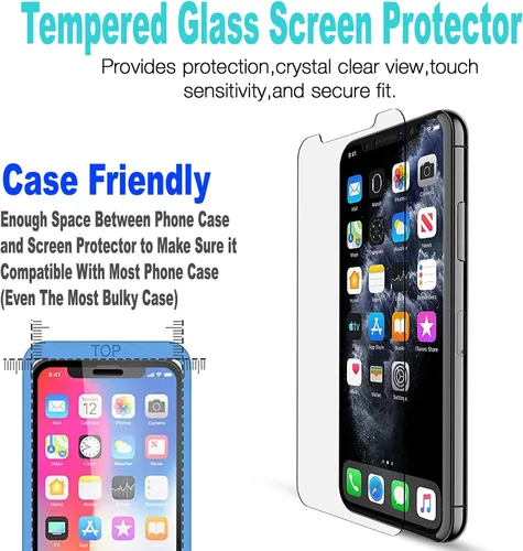 Vista 5 de STARSHOP Funda compatible con iPhone 11, con protector de pantalla de vidrio templado incluido: cubierta de arena movediza con purpurina flotante