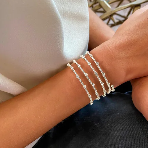 Vista 5 de Gold Bracelets for Women, Dainty Bracelets for Women Trendy, 14K Real Gold Bracelets Stack With Heart, Beaded, Cuban, Paperclip, Snake, Rope, Pearl