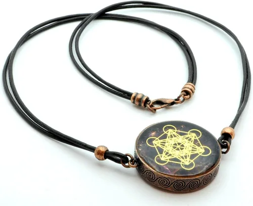 Vista 4 de Metatron's Cube Merkaba - Colgante de orgón con amatista