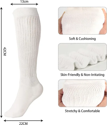 Vista 3 de BomKinta Calcetines holgados para mujer, calcetines de bota alta hasta el muslo, calcetines suaves para mujer, tallas 5-9