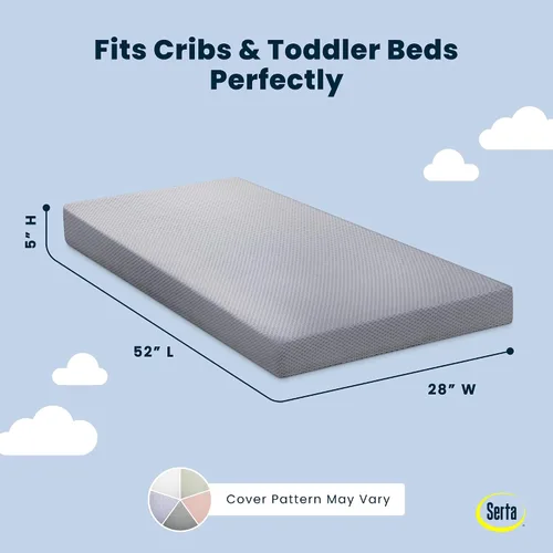 Vista 2 de Serta Perfect Start Colchón transpirable de dos etapas limitada para cuna y colchón para niños - Funda transpirable y núcleo de fibra, funda lavable