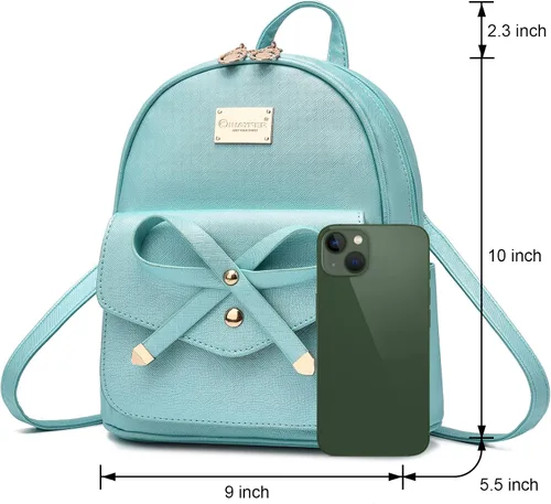 Vista 3 de Bonita mochila de piel con lazo para mujer