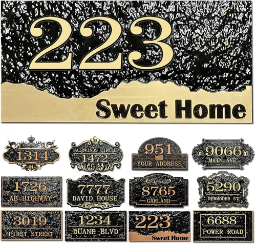Vista 36 de Placa personalizada de dirección de casa, letrero de dirección de nombre de calle personalizado para números de casa, placa para buzón de garaje