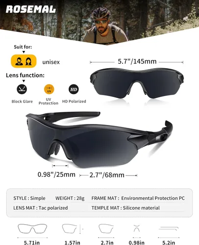 Vista 5 de Gafas de sol deportivas polarizadas para hombres y mujeres, jóvenes, béisbol, correr, pesca, tenis, golf, ciclismo, conducción, motor TAC UV400 TR90