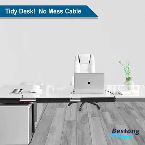 Vista 8 de Paquete de 6 organizadores de cables de canal J para escritorio, organizador de cables adhesivo 6-pack adhesive J channel keeps desk cables