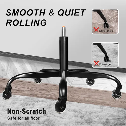 Vista 4 de Frassie Silla de oficina de 28 pulgadas, base de metal, repuesto para silla de computadora resistente, parte de base con 5 ruedas, 1 cilindro