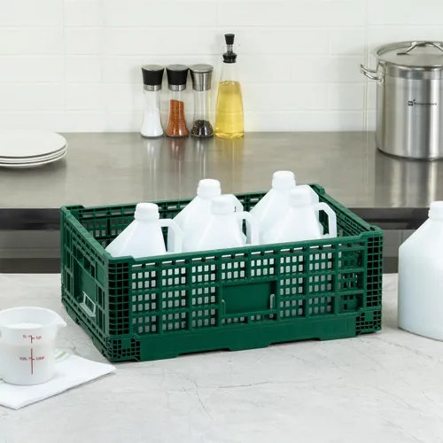 Vista 8 de Restaurantware Cater Tek - Caja plegable de 36 litros, 1 caja de almacenamiento apilable, con asas de diseño de malla, caja plegable de plástico