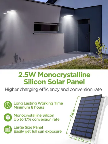 Vista 4 de InnoGear Luces solares de canalón para exteriores, 80 luces LED de montaje en pared con sensor de movimiento, 4 modos de funcionamiento