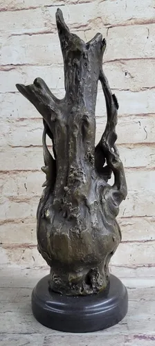 Vista 3 de EUROPEAN BRONZE Art Deco Nouveau - Jarrón de ninfa para mujer y niña, diseño de escultura de bronce firmado, figura de estatua decorativa, obra