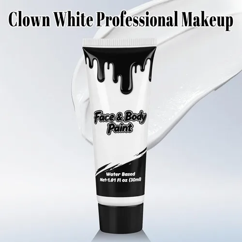 Vista 4 de Pintura facial blanca, pintura corporal de maquillaje de payaso Blanco