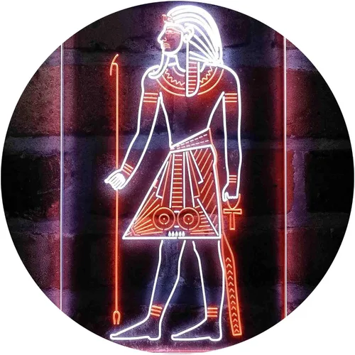 Vista 14 de ADVPRO Pirámides egipcias Antiguo Egipto Menes Faraón Hombre Dual Color LED Neon Sign Azul y Rojo 8 x 12 pulgadas st6s23-i4050-br