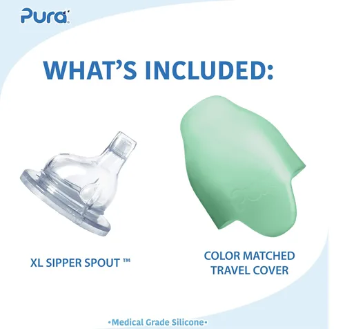 Vista 2 de Pura Kiki Botella térmica de acero inoxidable con manga de 9 oz/260 ml con boquilla de silicona de grado médico de flujo rápido certificado